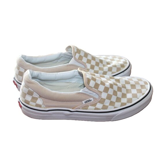 VANS Classic Checkerboard Slip-Ons, Warm Taupe/White - Unisex, M9.5/W11 - Picture 5 of 15